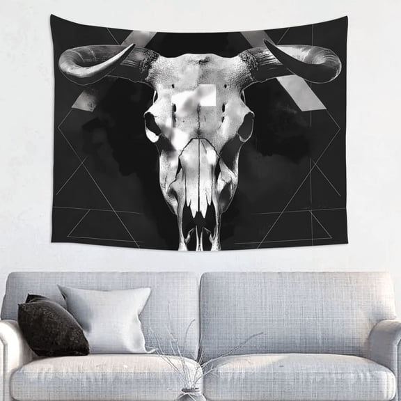 Kdxio White Black Sheep skull Wall Hanging Tapestries Banner For Bedroom College Dorm Home Living Room Party Decor 29X37 In