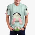 thumbnail image 1 of Kdxio White Bunny Bottom And Easter Eggs Print Men's Short Sleeve Polo Shirt,Midweight Men's Shirt, 1 of 5