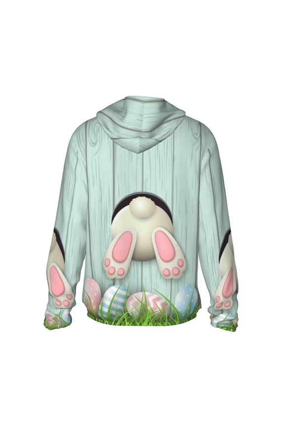 White Bunny Print Women Men Sun Protection UPF 50+ Jackets Zip Up Long Sleeve Hoodie Hiking Lightweight with Pockets