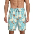 thumbnail image 1 of Kdxio White Geese and Flower Print Mens Sleep Shorts Bottoms Soft Comfy Pajama Wear Pants with Drawstring Pockets, 1 of 7
