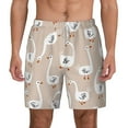 thumbnail image 1 of Kdxio White Goose Print Men'S Swim Trunks With Compression Liner 7 Inch Inseam Quick Dry Swim Shorts, 1 of 7