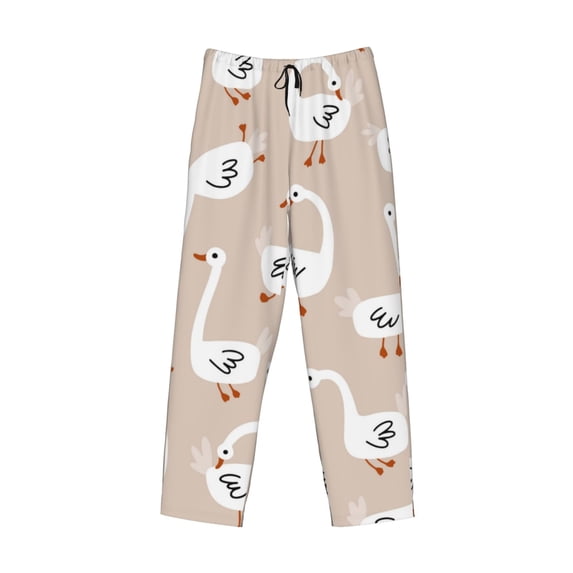 Kdxio White Goose Print Men's Sleep Pajama Pant Lounge Pants with Pockets