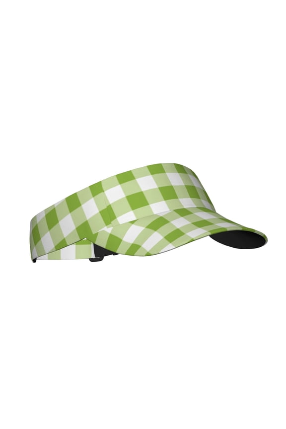 White Green Plaid Print Sun Visor Hat Golf Visor Adjustable Velcro Outdoor Sports Cap for Men Women