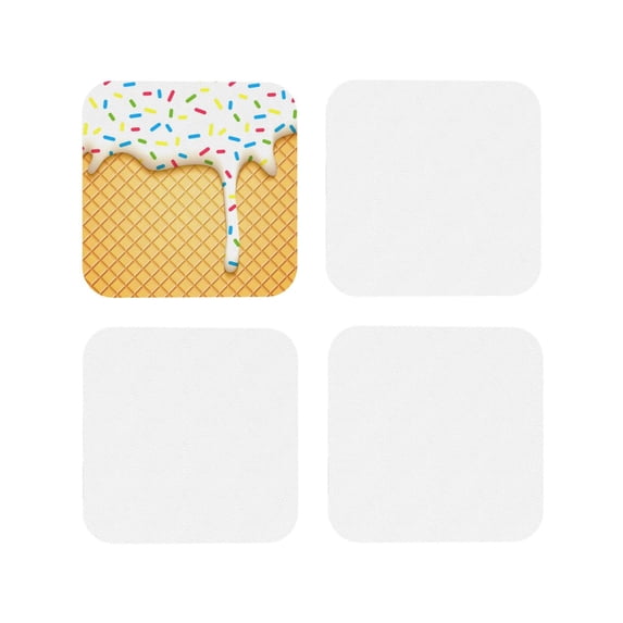 Kdxio White Ice Cream Funny Coasters,4 Pcs Leather Coasters,Housewarming Gifts,Protect Furniture From Water Marks Scratch And Damage