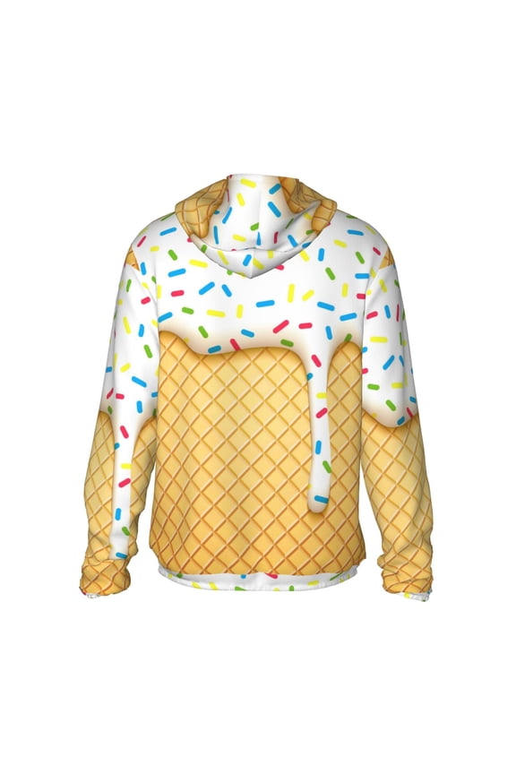White Ice Cream Print Women Men Sun Protection UPF 50+ Jackets Zip Up Long Sleeve Hoodie Hiking Lightweight with Pockets