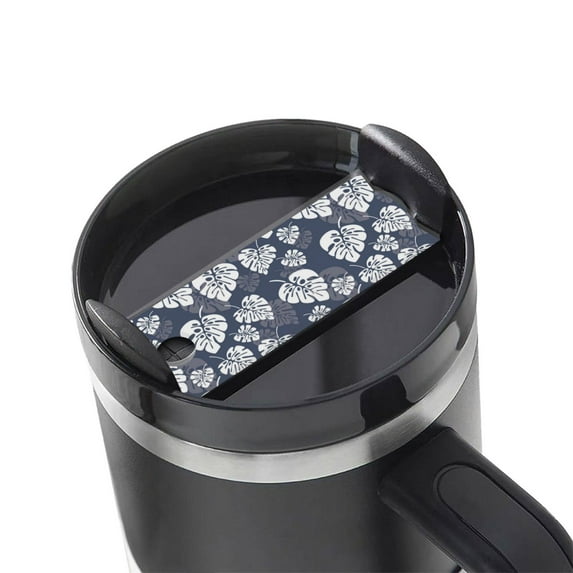 Kdxio White Leaves Name Plate Compatible Stanley Cups Name Tag Acrylic Nameplate Tumbler Lid Topper for Cup Accessories