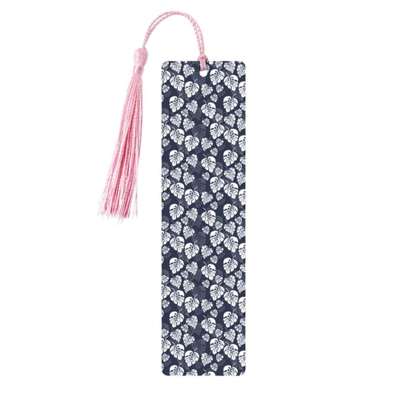 Kdxio White Leaves Print Metal Tassel Bookmarks,Perfect Gift for Art Lovers and Bookworms Metal Bookmarks for Women