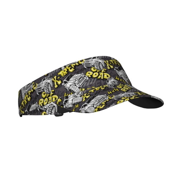 Kdxio White Retro Off-Road Vehicle Print Sun Visor Hat Golf Visor Adjustable Velcro Outdoor Sports Cap for Men Women