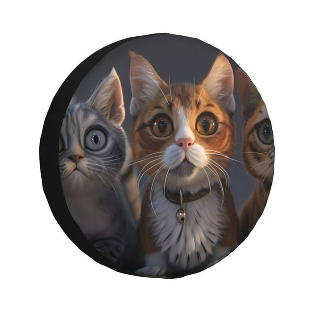 Kdxio Wide Eyed Cartoon Cats for Tire Cover Wheel Protectors Tyre