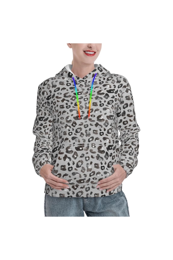 Wild Animal Leopard Print Print Womens Oversized Hoodies Sweatshirts Hooded Pullover Tops Sweaters Casual-Small