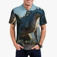 thumbnail image 1 of Kdxio Wild Blue Cool Dragon Print Men's Short Sleeve Polo Shirt,Midweight Men's Shirt, 1 of 5