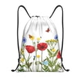 thumbnail image 1 of Kdxio Wild Herbs Print Drawstring Backpack Bag,Waterproof Draw String Back Sack, Gym Drawstring Bags Swim Bag For Unisex, 1 of 5