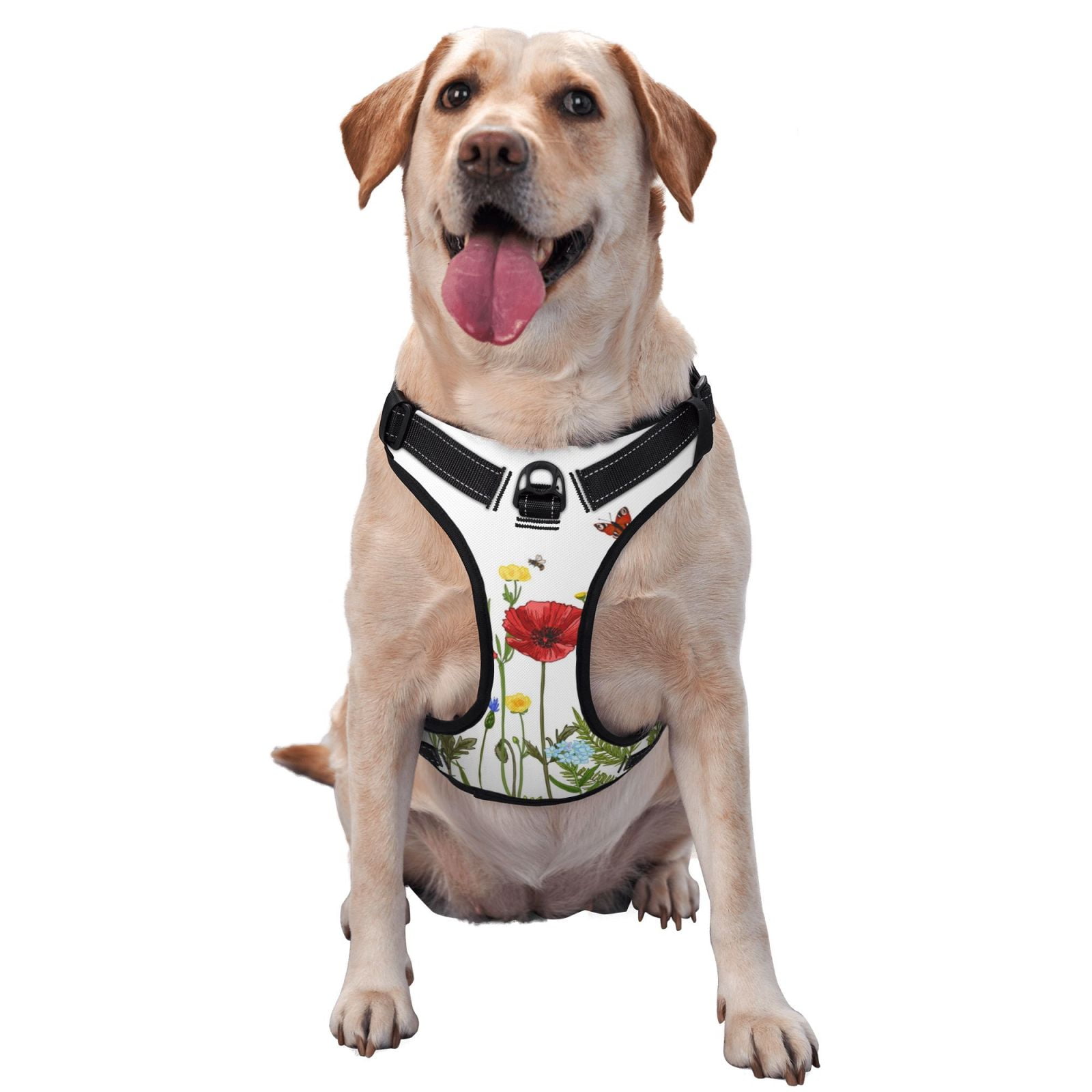 Kdxio Wild Herbs Print No Pull Dog Harness Adjustable Reflective Oxford Easy Control Medium Large Dog Harness for Training and Everyday-Large