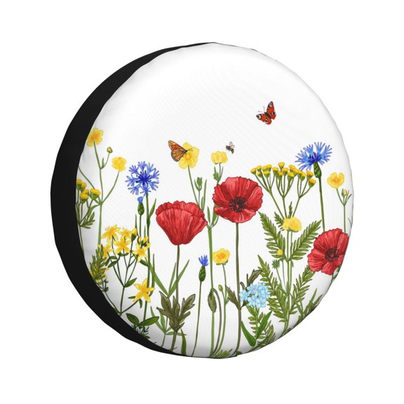 Kdxio Wild Herbs for Tire Cover Wheel Protectors Tyre Covers Weatherproof Wheel Covers Universal Fit for Trailer Rv SUV Truck Camper Travel Trailers 14 inch