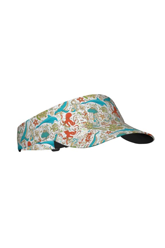 Wild Sea Life Print Sun Visor Hat Golf Visor Adjustable Velcro Outdoor Sports Cap for Men Women