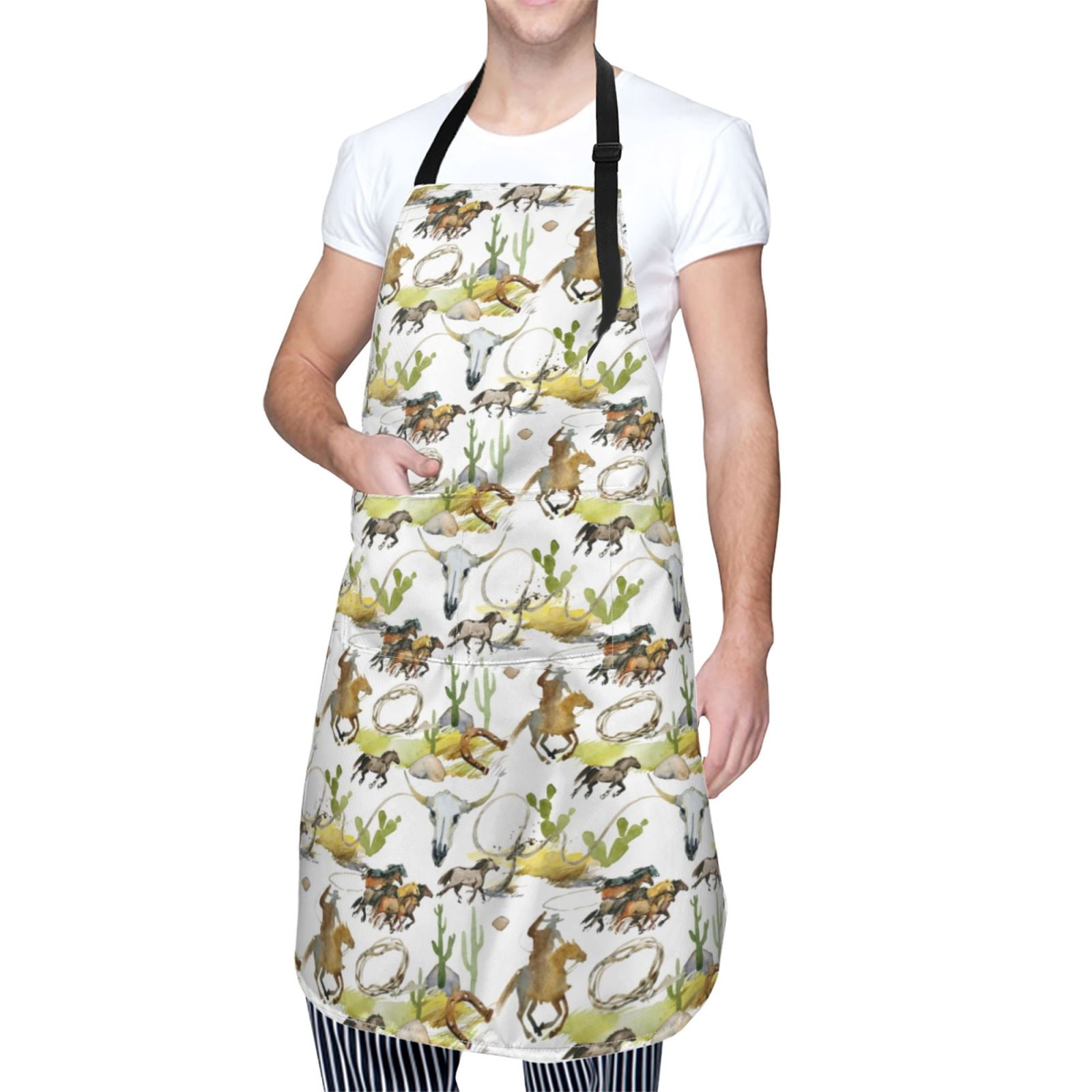 Kdxio Wild West Western Apron with Pockets Adjustable Kitchen Aprons for Men Women Waterproof Aprons for Cooking,Drawing,Crafting, Baking Household Cleaning