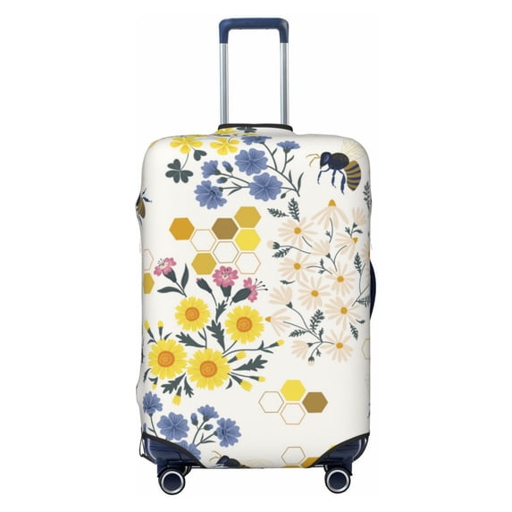 Kdxio Wildflower Honeybee Pattern Luggage Cover for Travel,Elastic and Durable,Fits 18-32 Inch,Anti-Scratch Suitcase Protector