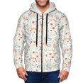 thumbnail image 1 of Kdxio Wildflower Watercolor 4 Print Men Hoodies Casual Hoodies for Men with Zip Pockets Full Zip Long Sleeve Sweatshirt Sports Hooded Jacket-Small, 1 of 5