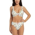thumbnail image 1 of Kdxio Wildflower Watercolor Print Women's 2 Piece High Waisted Wrap Spaghetti Strap Summer Swimsuit Bikini Set-X-Large, 1 of 7