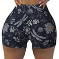 thumbnail image 1 of Kdxio Wildflowers And Dragonflies Print Workout Shorts for Women Seamless Soft Smooth Gym Yoga Scrunch Active Shorts, 1 of 5