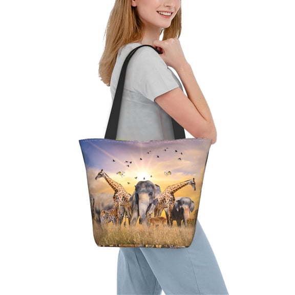 Kdxio Wildlife Protection Women Reusable Grocery Bags Foldable Ripstop,Reusable Shopping Bags for Shopping,Gym,Gift