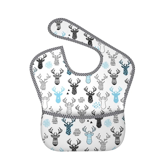 Kdxio Winter Art Blue and Black Moose Bibs For Babies, Baby Bibs for Eating, Toddler Bibs, Waterproof Bibs, Feeding Bibs, for Toddlers, Boys, Girls