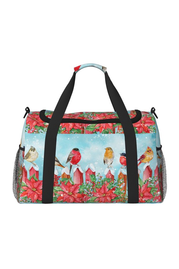 Winter Birds on the Fence Travel Duffel Bag Gym Bag Weekender Travel Bag Gym Bag for Women &Men Airplane Travel Essentials for Flying