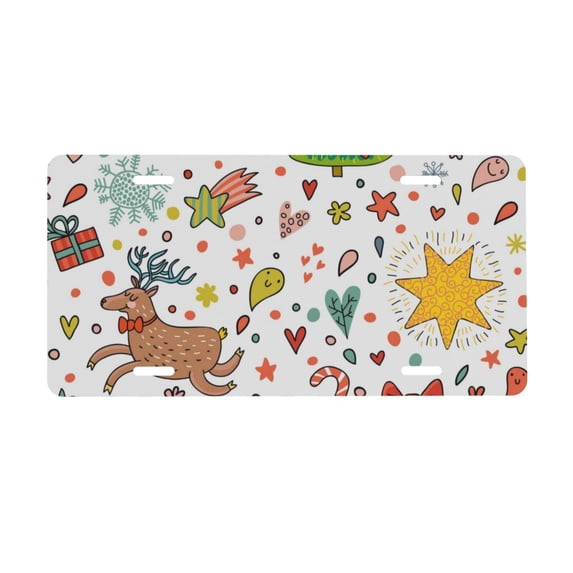 Kdxio Winter Christmas And New Year Deer License Plate Car Front License Plate Car Decoration Car Accessories Front Tag Plate Standard Size