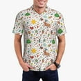thumbnail image 1 of Kdxio Winter Christmas And New Year Deer Print Men's Short Sleeve Polo Shirt,Midweight Men's Shirt, 1 of 6