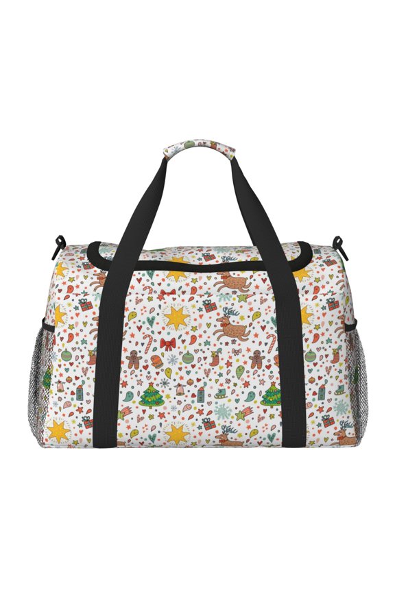 Winter Christmas And New Year Deer Travel Duffel Bag Gym Bag Weekender Travel Bag Gym Bag for Women &Men Airplane Travel Essentials for Flying