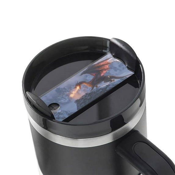 Kdxio Winter Fire Dragon Name Plate Compatible Stanley Cups Name Tag Acrylic Nameplate Tumbler Lid Topper for Cup Accessories