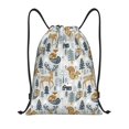 thumbnail image 1 of Kdxio Winter Forest Animals Print Drawstring Backpack Bag,Waterproof Draw String Back Sack, Gym Drawstring Bags Swim Bag For Unisex, 1 of 5