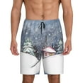 thumbnail image 1 of Kdxio Winter Landscape Print Mens Sleep Shorts Bottoms Soft Comfy Pajama Wear Pants with Drawstring Pockets, 1 of 7