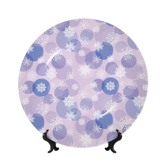 Kdxio Winter With Snowflakes Bone China Decorative Plate Ceramic Decorative Plate for Home Office Wall Stand Decorative Plates for Home Bedroom-8in