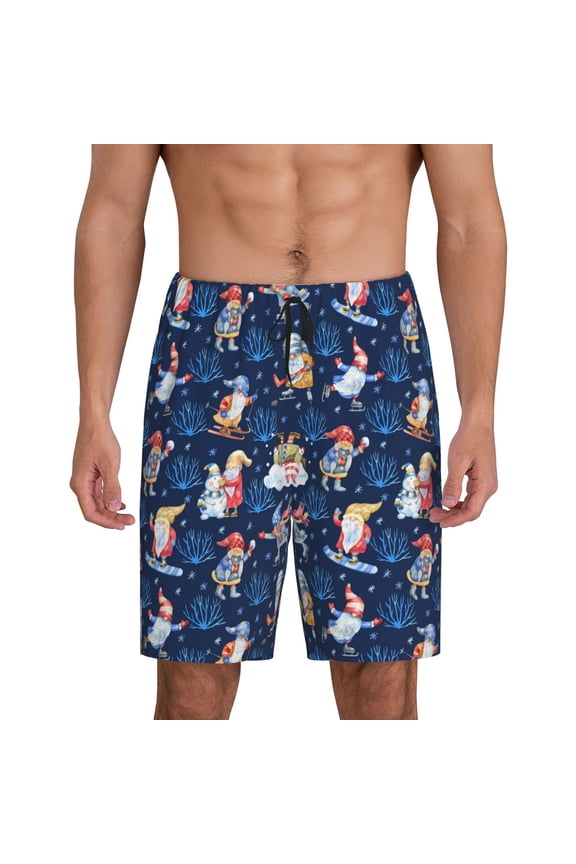 Winter old man Playtime Print Mens Sleep Shorts Bottoms Soft Comfy Pajama Wear Pants with Drawstring Pockets