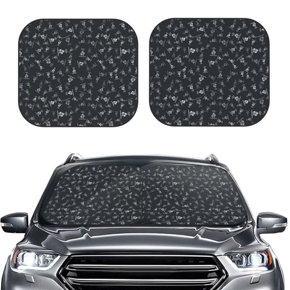 Kdxio Wireless Antenna Icon Print 2-Piece Sun Shade Front Windshield - Foldable Car Front Window Sunshades for Most Sedans SUV Truck