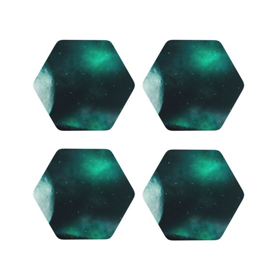 Kdxio Witch House On The Hill Funny Coasters,4 Pcs Leather Coasters,Housewarming Gifts,Protect Furniture from Water Marks Scratch and Damage