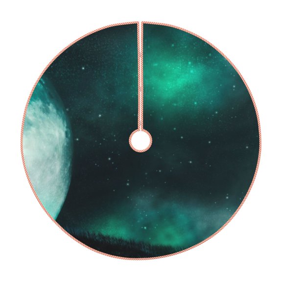 Kdxio Witch House On The Hill Print Christmas Tree Skirt Christmas Xmas Tree Skirts Mat for New Year Holiday Christmas Party Decorations-30"