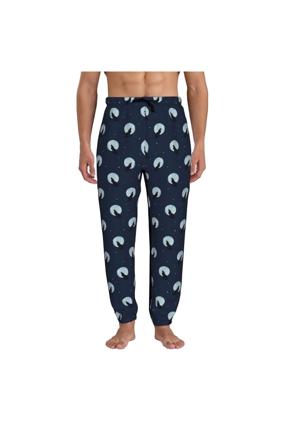 Wolf And Moon Pattern Joggers,Sweatpants for Men with Pockets-XX-Large