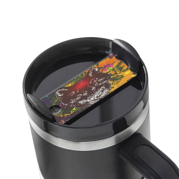 Kdxio Wolf With Wildflowers Name Plate Compatible Stanley Cups Name Tag Acrylic Nameplate Tumbler Lid Topper for Cup Accessories