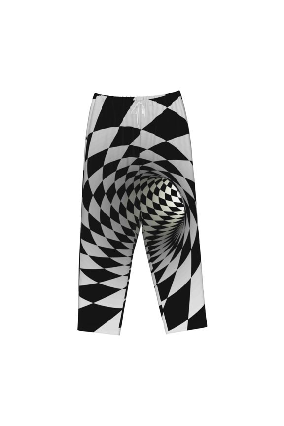 Women's Comfy Stretch 3D Vortex IllusionPrint Drawstring Pajama Pants-Large
