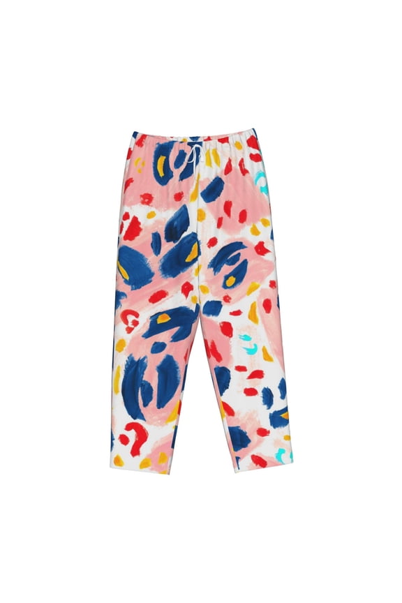 Women's Comfy Stretch Abstract Leopard PrintPrint Drawstring Pajama Pants-Large