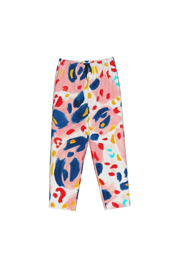 Women's Comfy Stretch Abstract Leopard PrintPrint Drawstring Pajama Pants-XX-Large