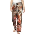 thumbnail image 1 of Kdxio Women's Comfy Stretch Adorable Kitten In Kimono Print Drawstring Pajama Pants-Large, 1 of 5