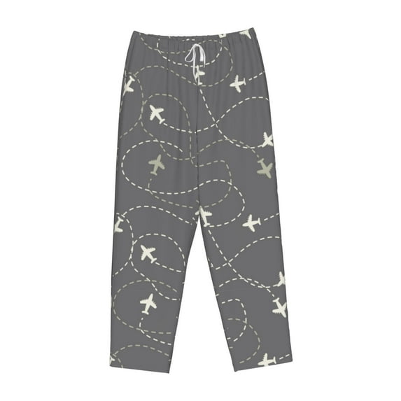 Kdxio Women's Comfy Stretch Airplane Routes Around The WorldPrint Drawstring Pajama Pants-XX-Large