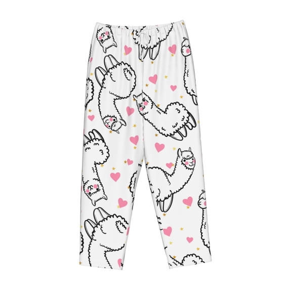 Kdxio Women's Comfy Stretch Alpacas and HeartsPrint Drawstring Pajama Pants-Small