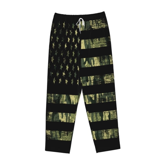 Kdxio Women's Comfy Stretch American Flag CamoPrint Drawstring Pajama Pants-Medium