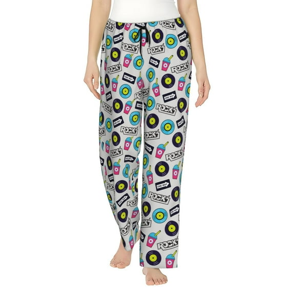 Kdxio Women's Comfy Stretch American Musical Print Drawstring Pajama Pants-X-Large