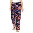 thumbnail image 1 of Kdxio Women's Comfy Stretch American With Lips Print Drawstring Pajama Pants-Large, 1 of 5