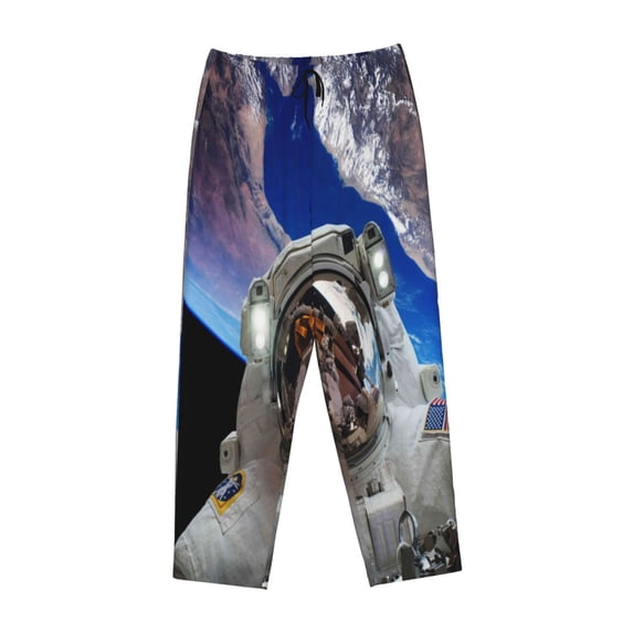 Kdxio Women's Comfy Stretch Astronaut in Outer SpacePrint Drawstring Pajama Pants-Medium